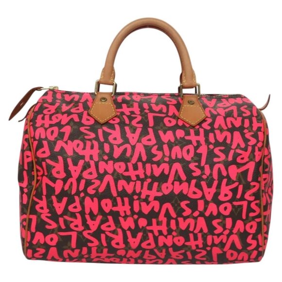 LOUIS VUITTON Monogram Graffiti Speedy 30 Hand Bag Pink M93704 LV Auth 115047AV - Picture 2 of 16